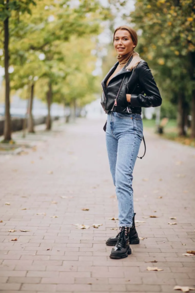 High-Waisted Tapered Jeans, Classic Blue